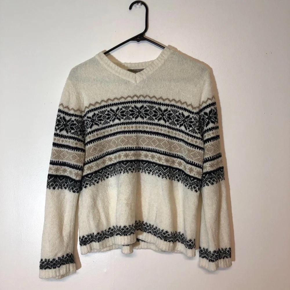 Croft and Barrow M White Soft Cabin Sweater circa Y2k - Picture 9 of 9